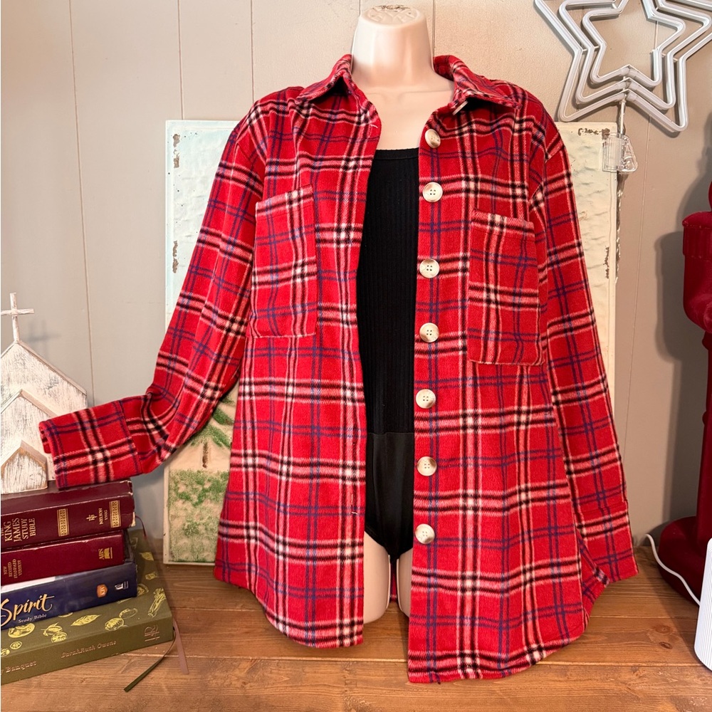 Red Plaid Women's Shacket